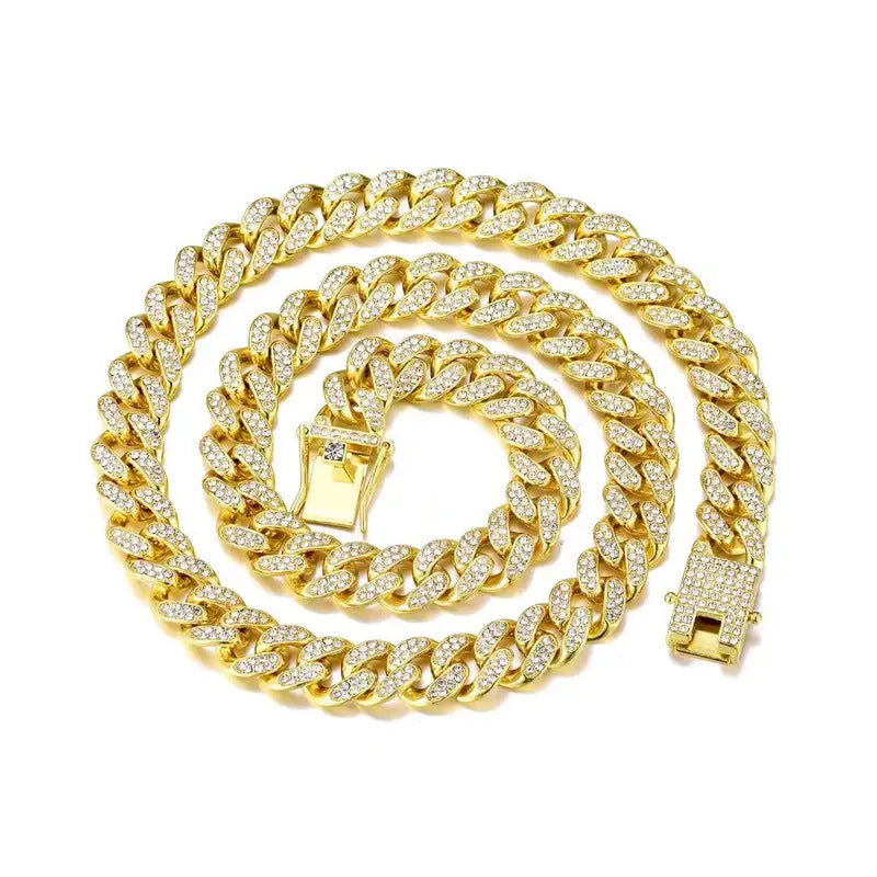 Cuban Link Rhinestone Chain Necklace