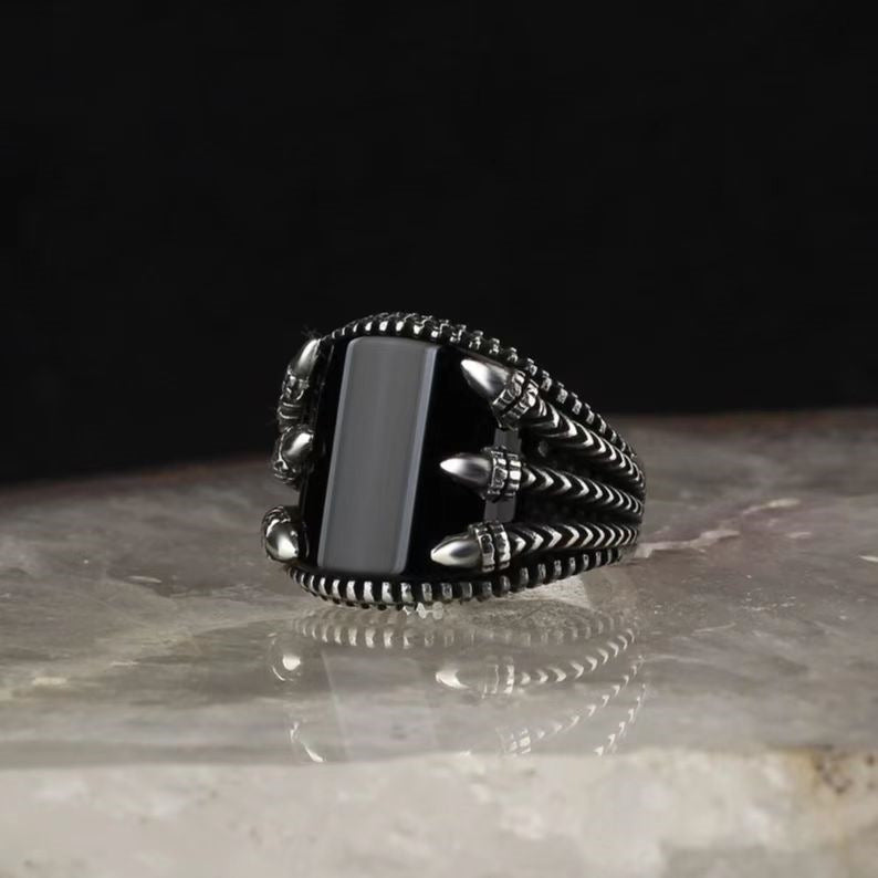 Men's Dragon Claw Gemstone Ring