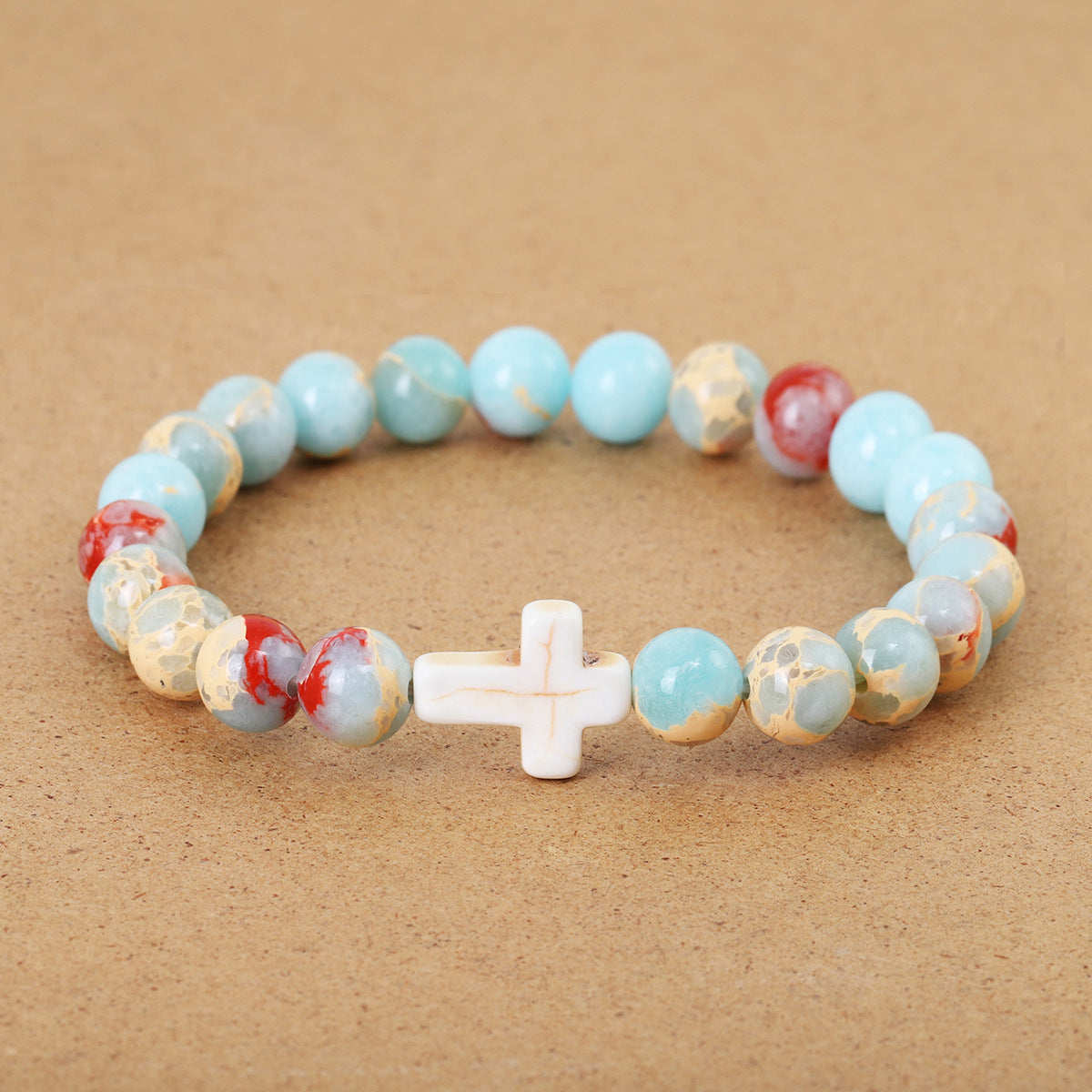 Mixed Color Cross Beaded Bracelet