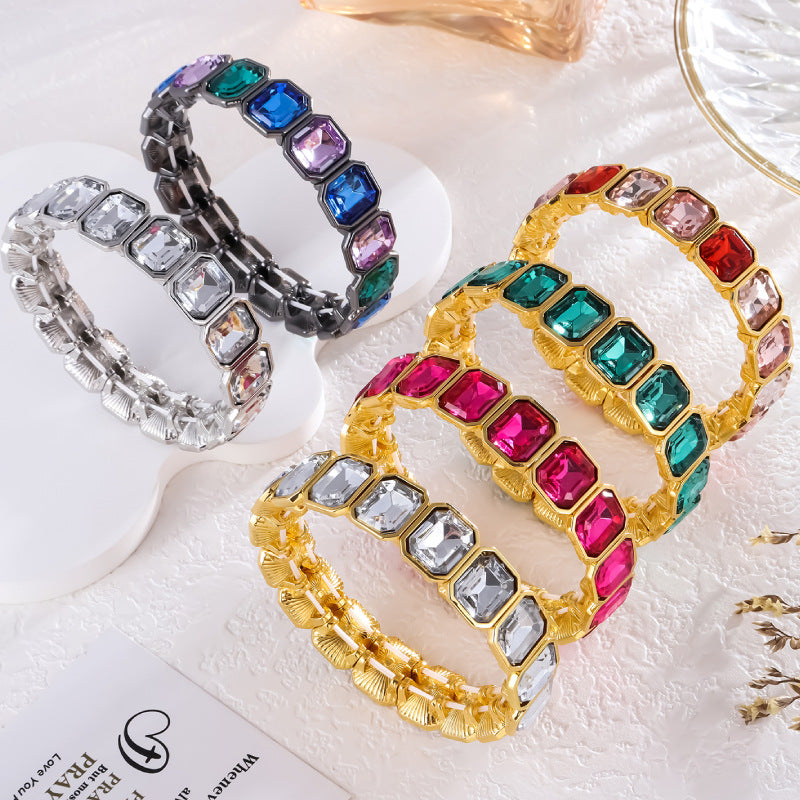 Full Artificial Diamond Bracelet Telescopic Bracelet