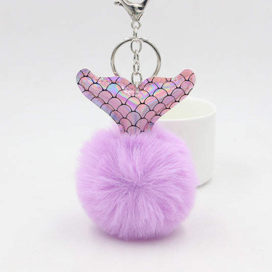 Mermaid Tail Fur Ball Keychain