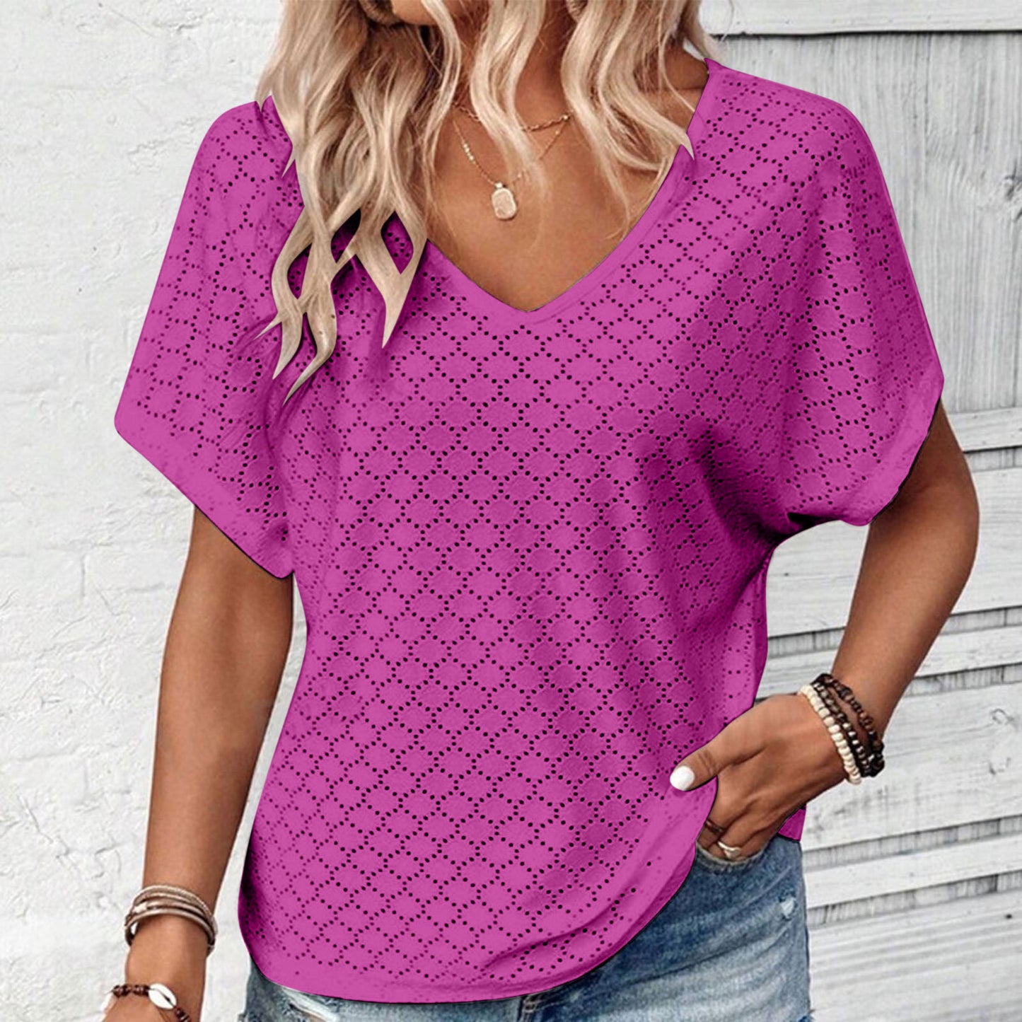 Hollow Jacquard Top