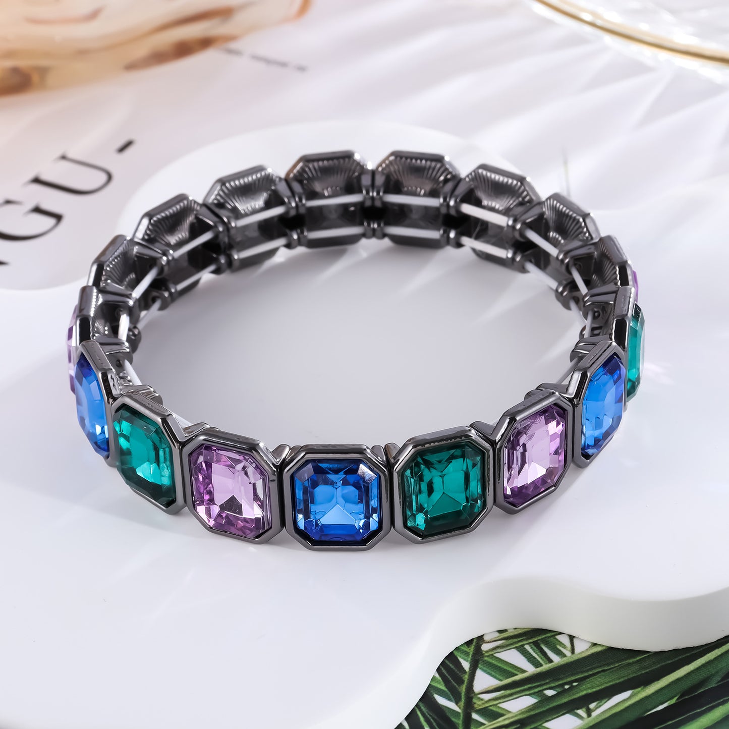 Full Artificial Diamond Bracelet Telescopic Bracelet