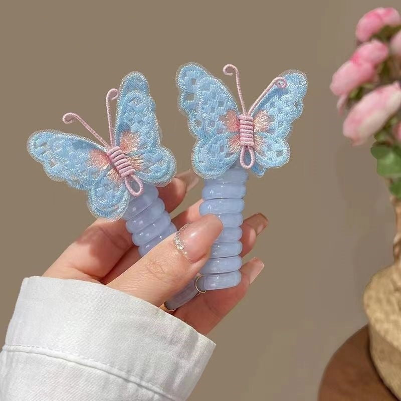 Embroidered Butterfly Phone Line Hair Ring