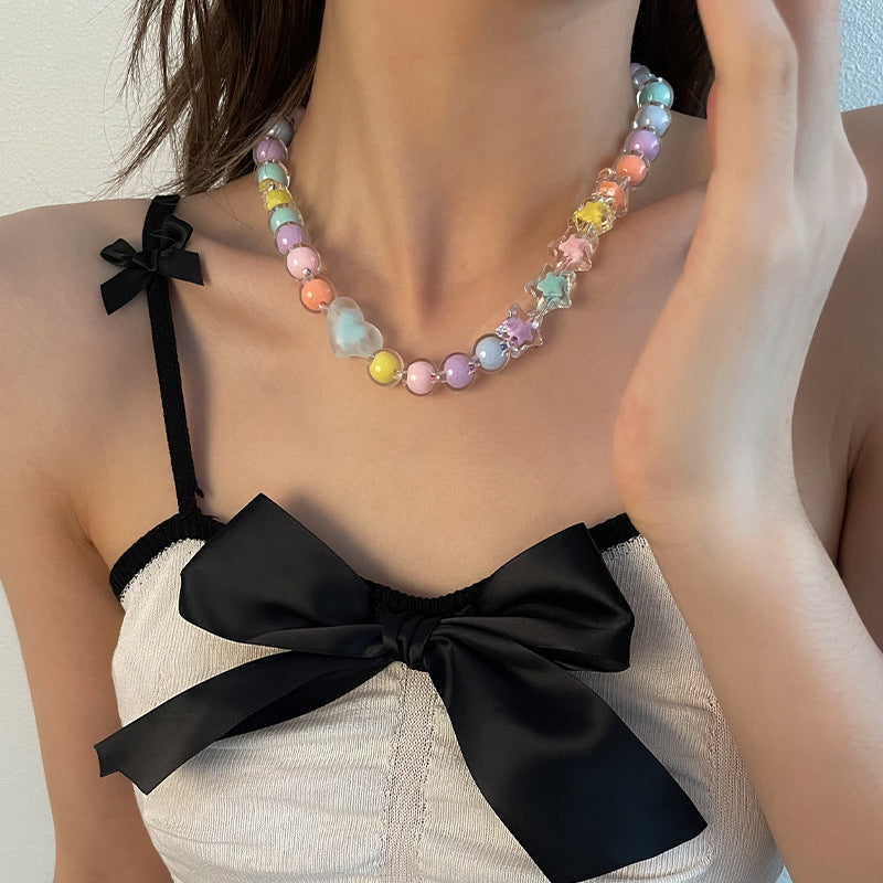 Candy-colored Acrylic Beaded Necklace