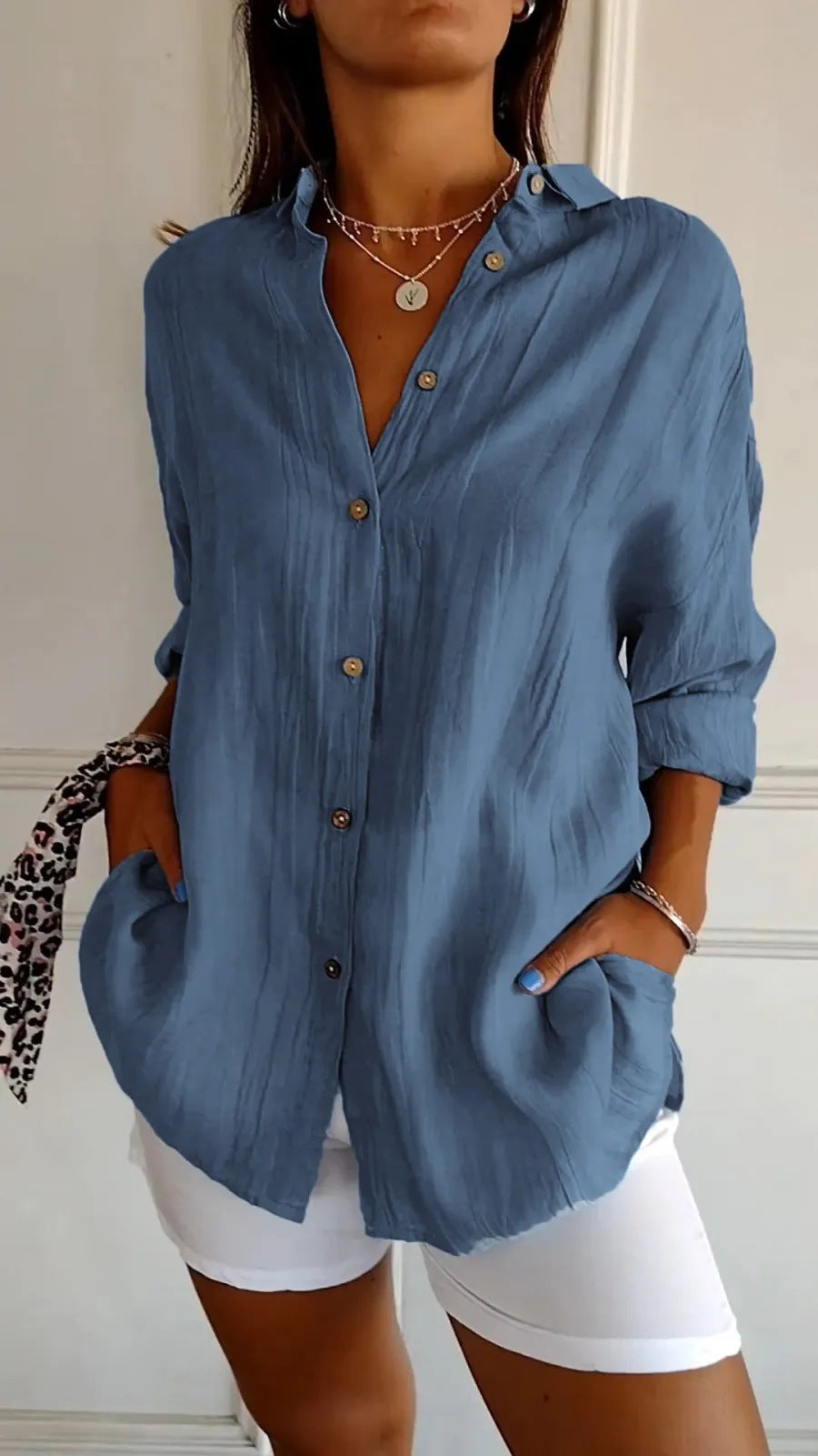 Single-breasted Pleated Shirt