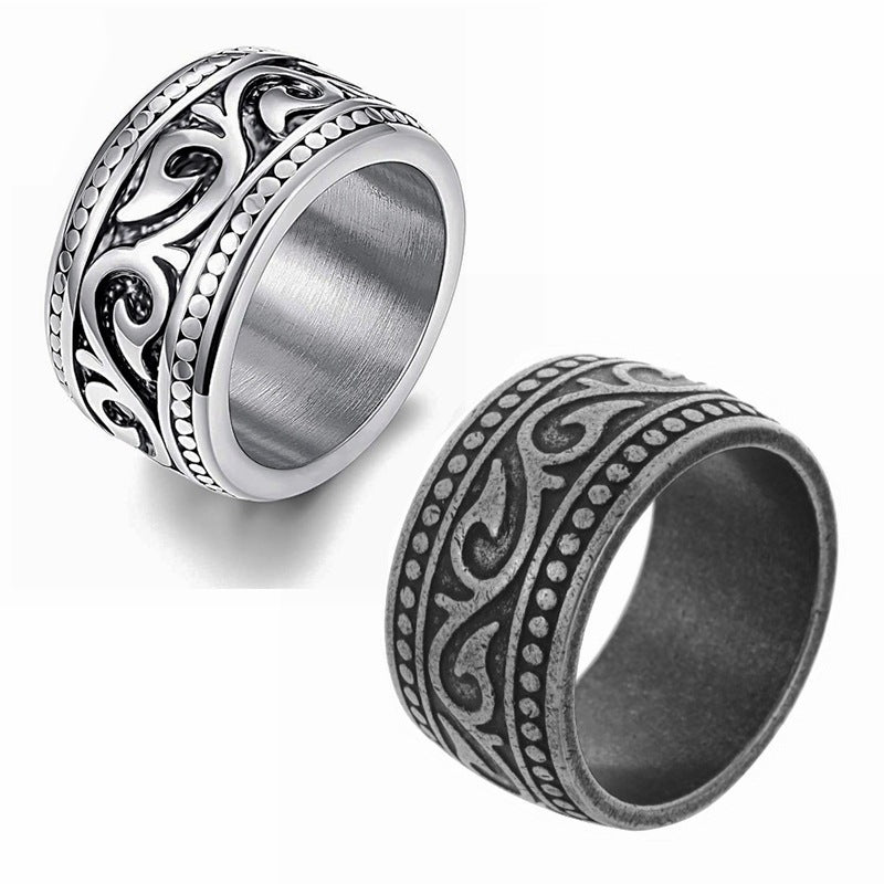 Men's Titanium Steel Totem Wide Ring