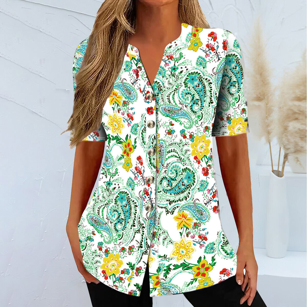 Casual Printed Short Sleeves Top