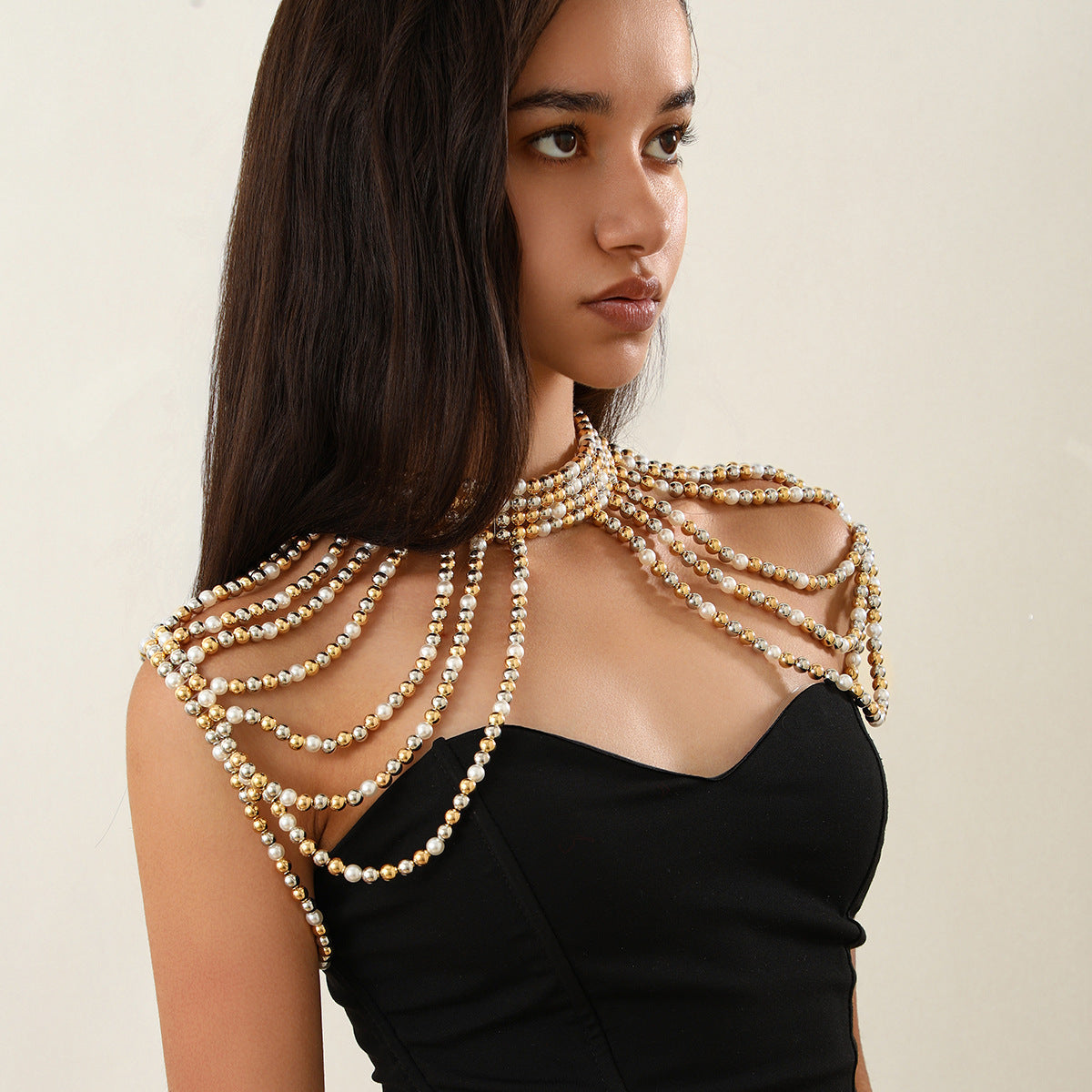 Elegant Multi-layer Tassel Imitation Pearl Shoulder Chain