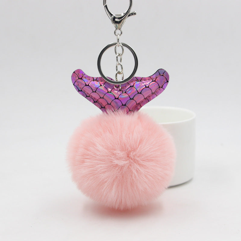 Mermaid Tail Fur Ball Keychain