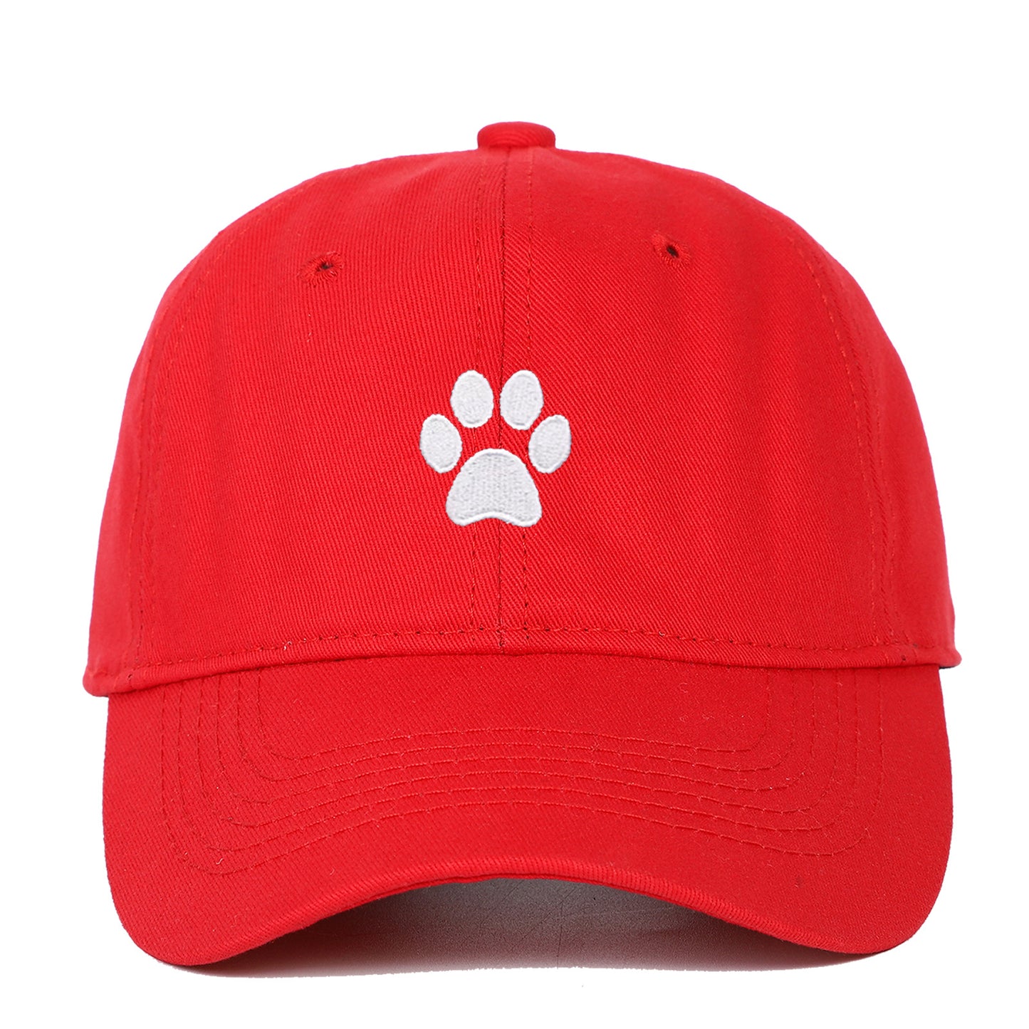 Cotton Soft Top Dog's Paw Embroidered Baseball Cap