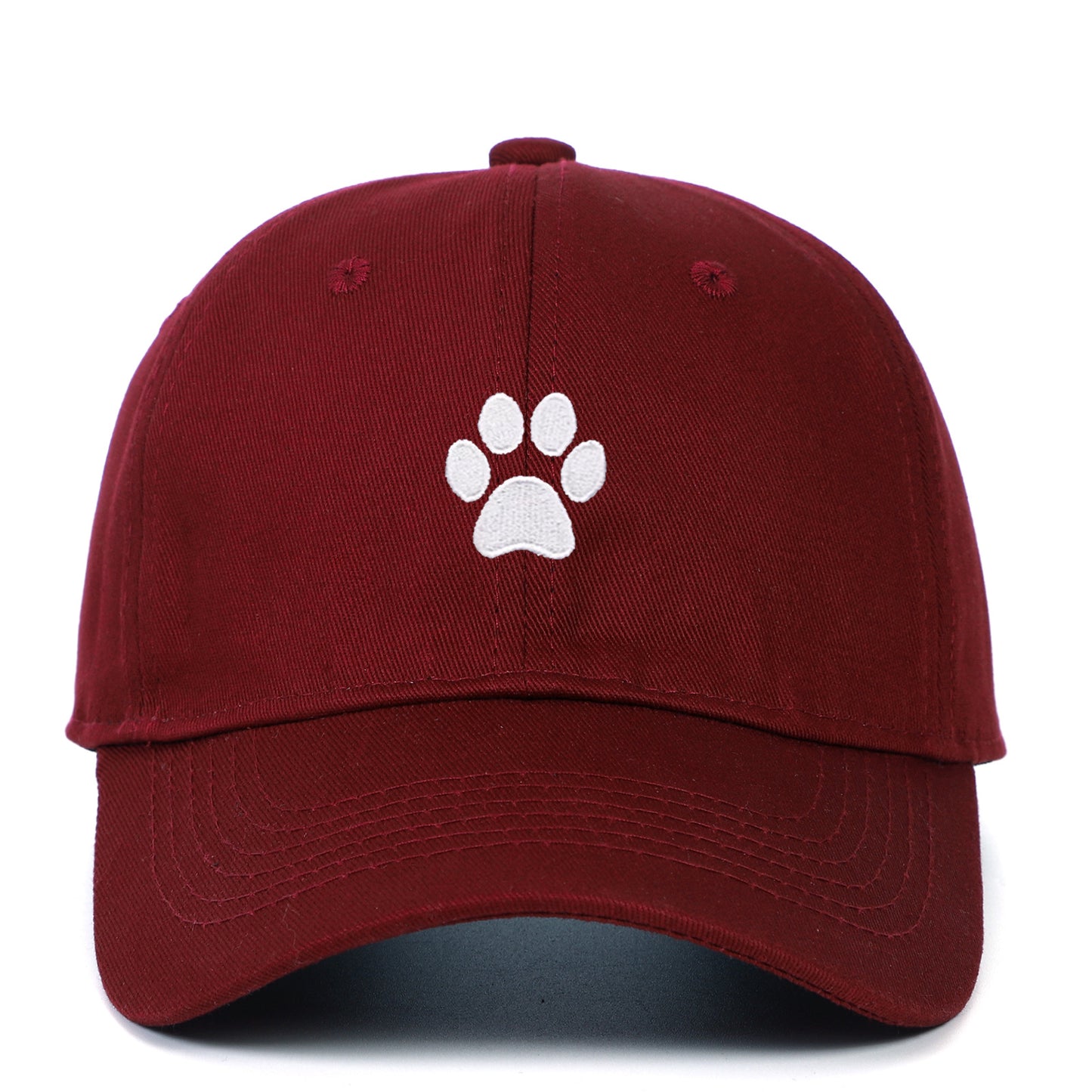 Cotton Soft Top Dog's Paw Embroidered Baseball Cap