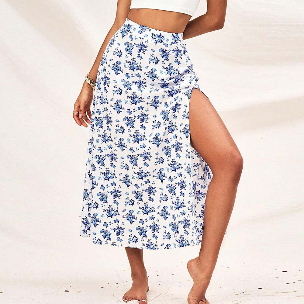 Loose Split Floral Skirt