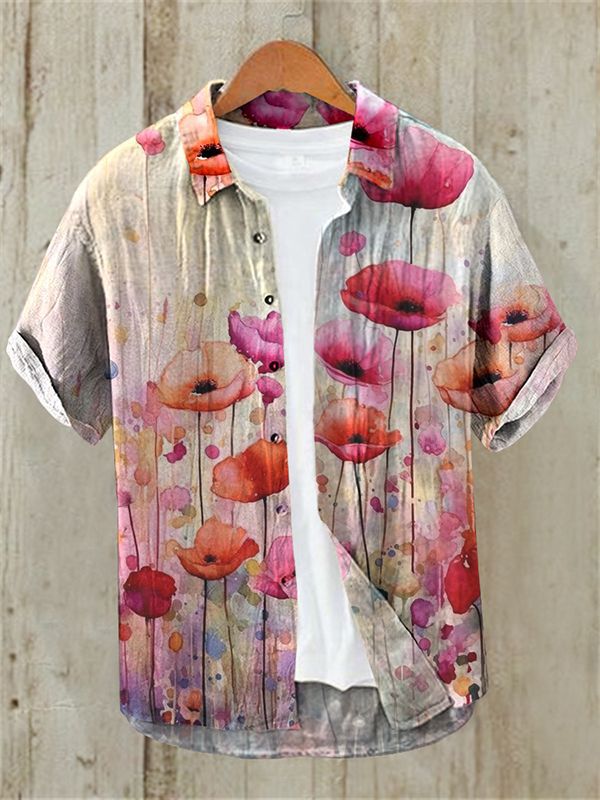 Summer Casual Printed Button Up Shirt