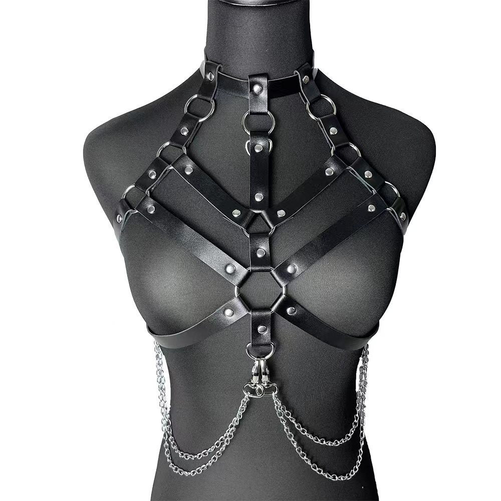 Chain Leather Bra