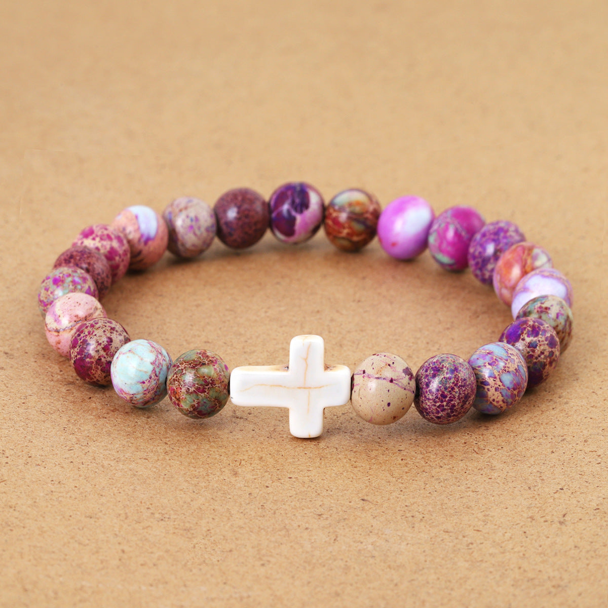 Mixed Color Cross Beaded Bracelet