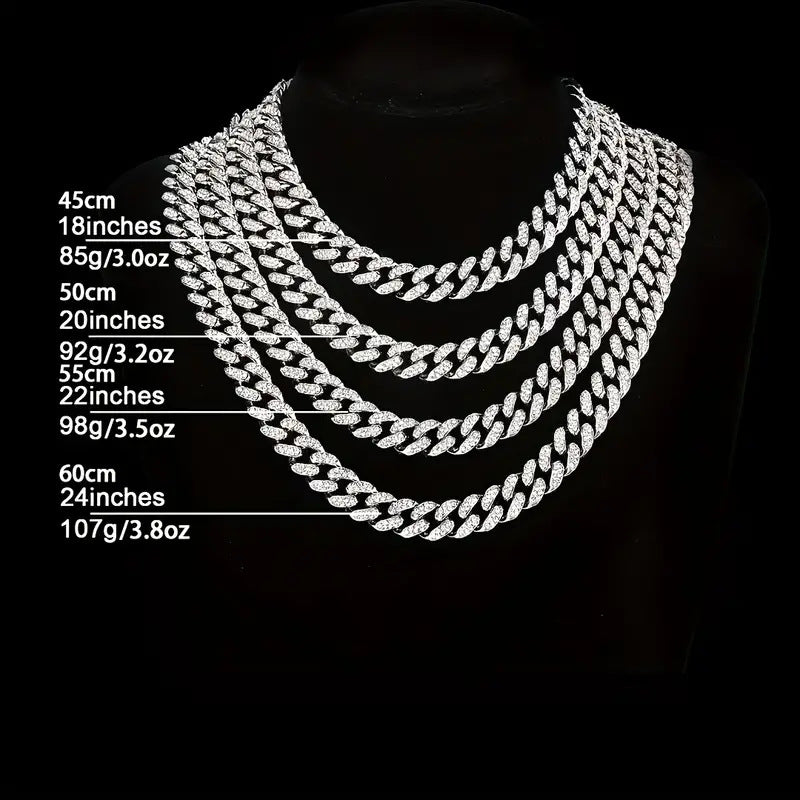 Cuban Link Rhinestone Chain Necklace