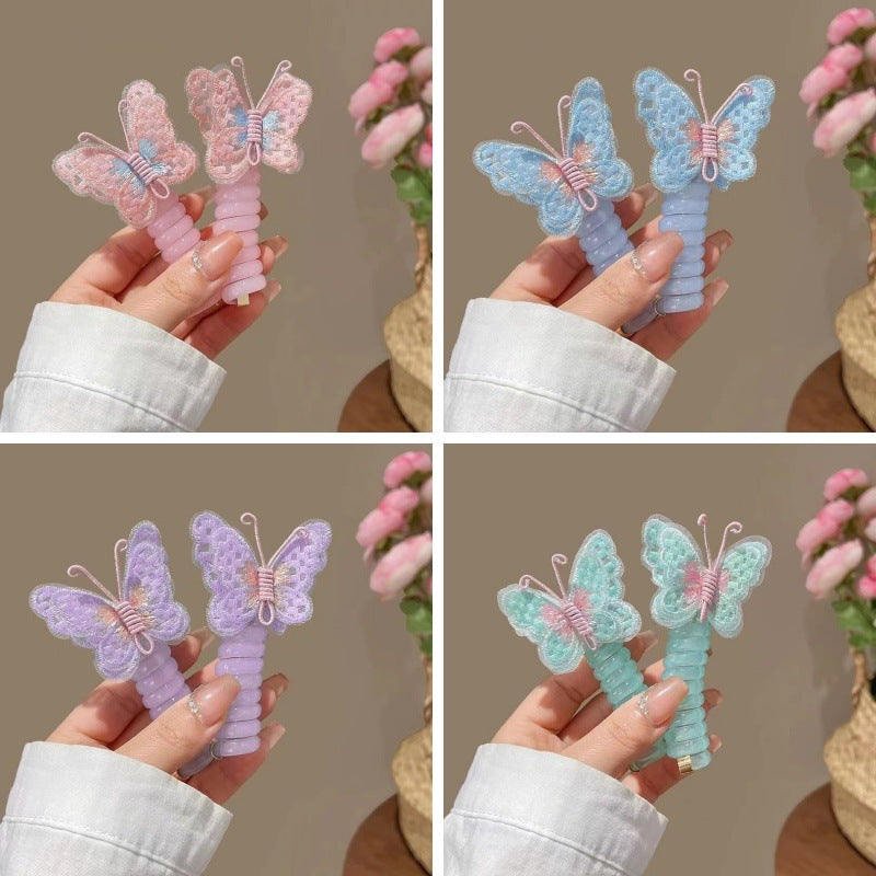 Embroidered Butterfly Phone Line Hair Ring