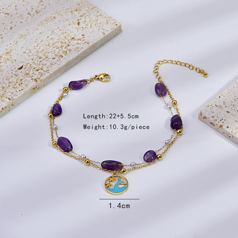 Purple Natural Stone Anklet