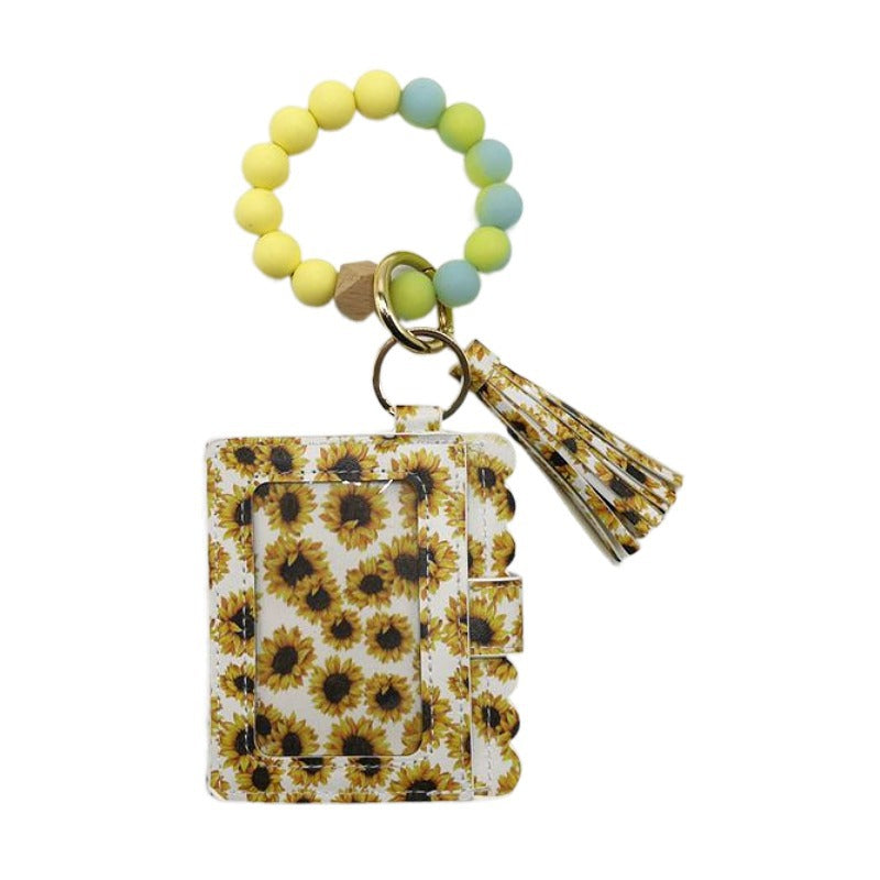 Silicone Beads Bracelet ID Keychain