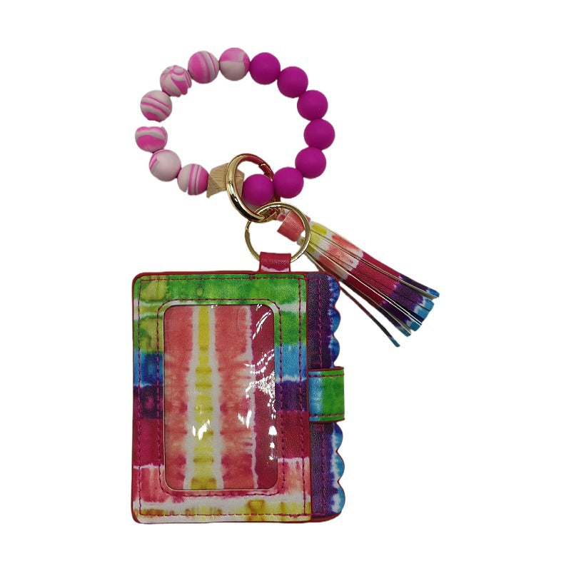 Silicone Beads Bracelet ID Keychain