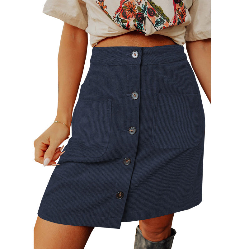 Corduroy High Waist Skirt