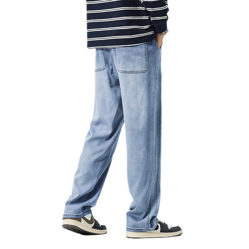 Men's Loose Straight Ice Silk Thin Casual Wide Leg Jeans