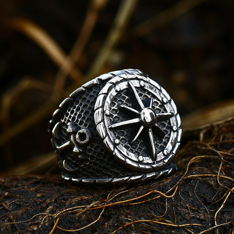 Titanium Steel Compass Ring