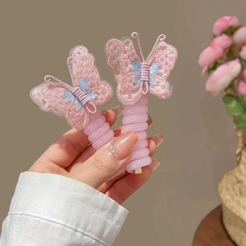 Embroidered Butterfly Phone Line Hair Ring