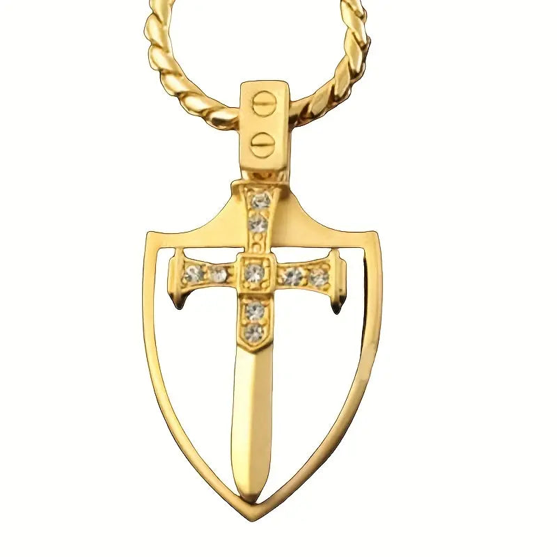 Knights Templar Shield Sword Necklace.