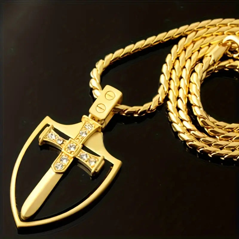 Knights Templar Shield Sword Necklace.