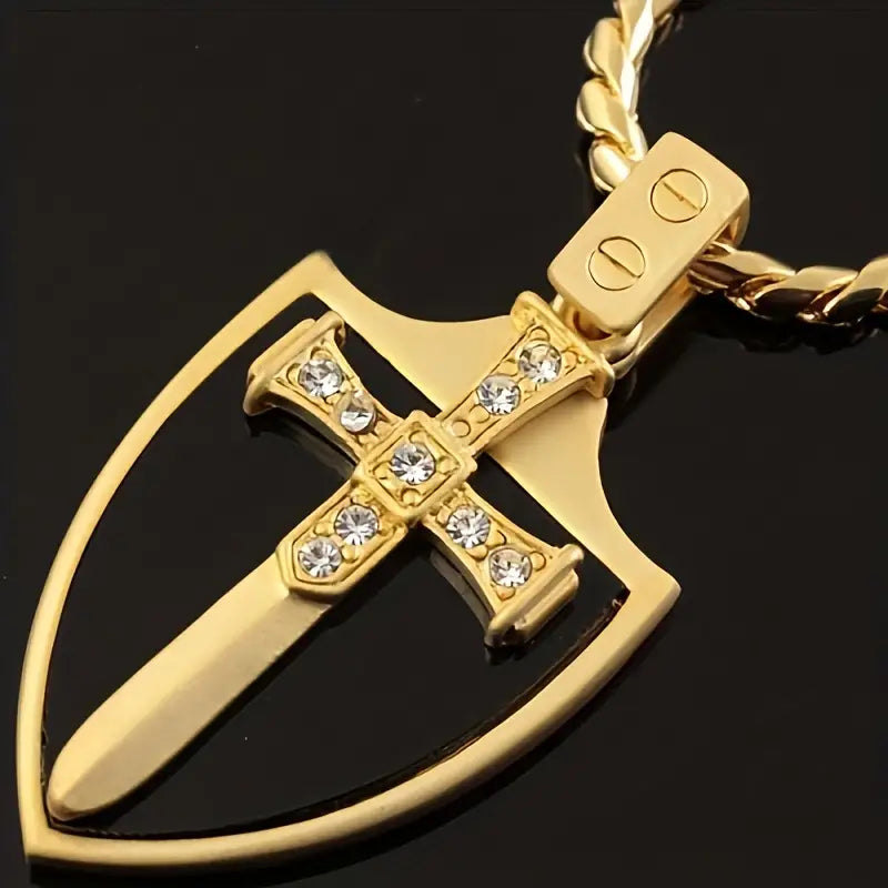 Knights Templar Shield Sword Necklace.