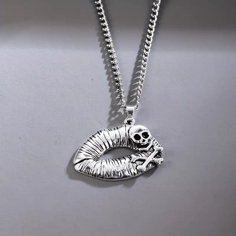 Skull Lips Pendant Necklace.