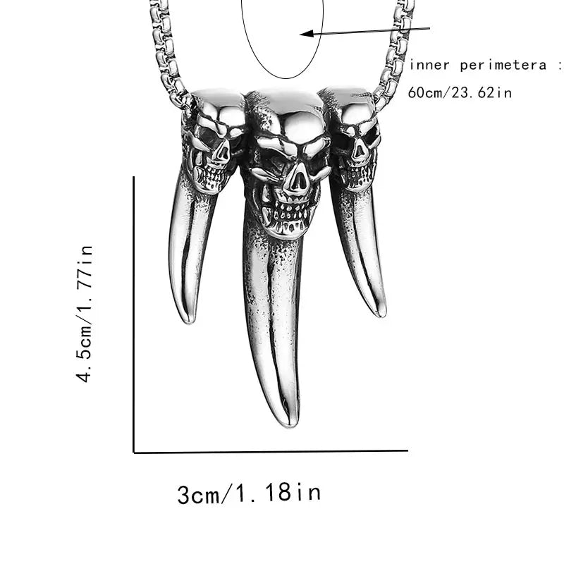 Skull's With Wolf Teeth Necklace.