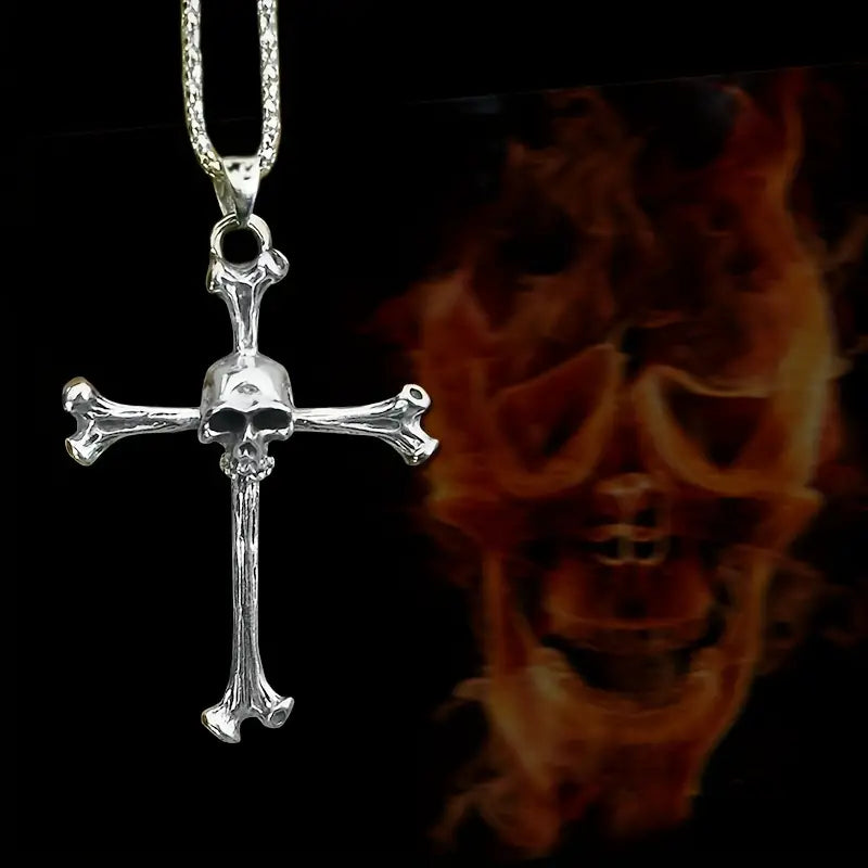 Skull and Bones Cross Necklace.