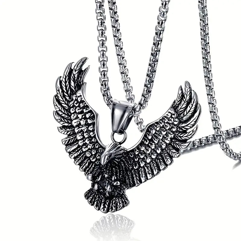 Stainless Steel Eagle Pendant Necklace.