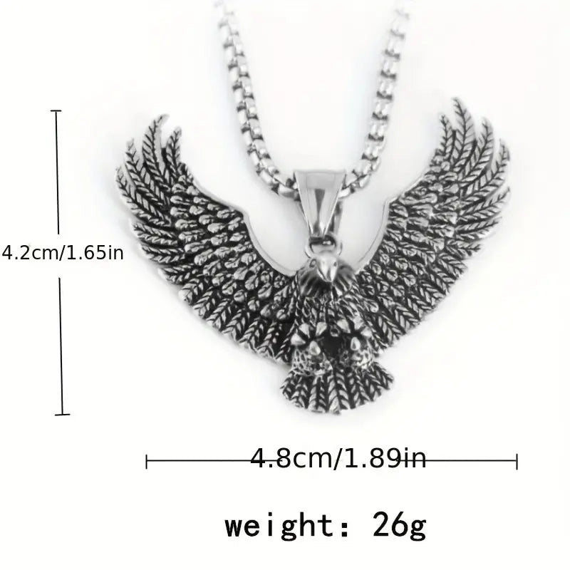 Stainless Steel Eagle Pendant Necklace.