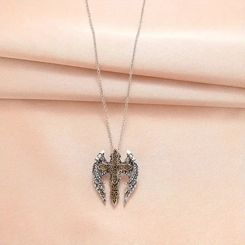 Trendy Angel Winged Cross Necklace.