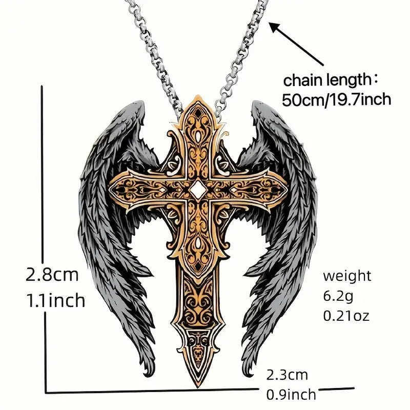 Trendy Angel Winged Cross Necklace.