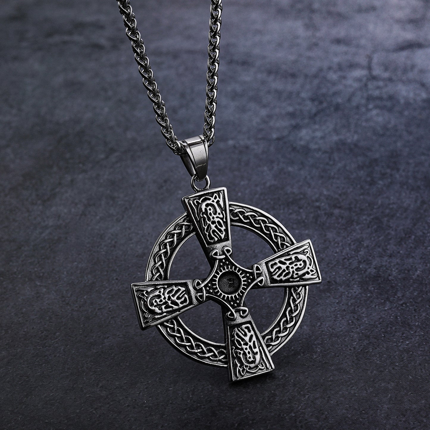 Stainless Steel Celtic Cross Pendant Necklace