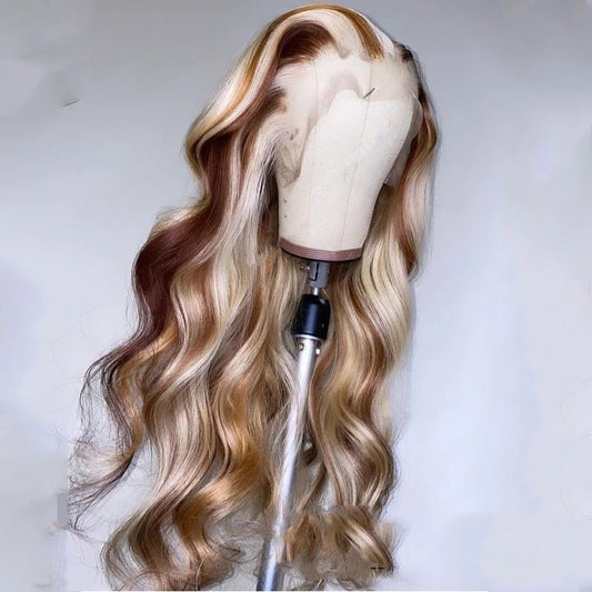 Brown Blonde Colored Human Hair Wig