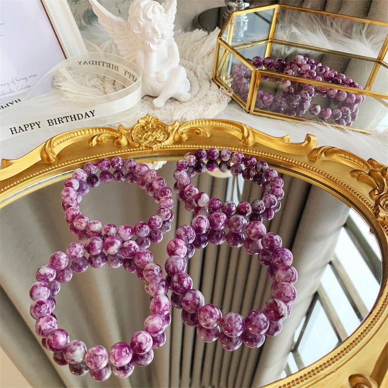 Purple Natural Crystal Snowflake Bracelet