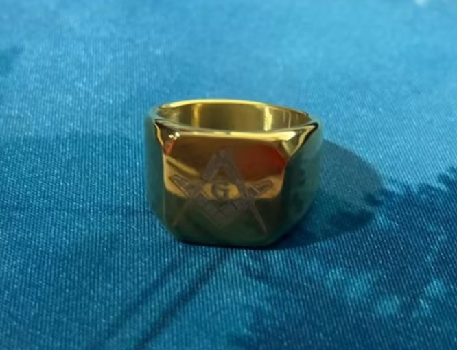 Men's Laser Engraved Masonic Symbol Ring