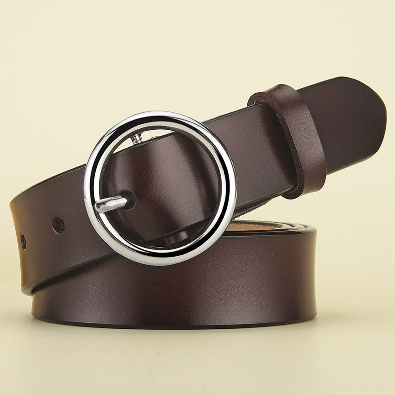 Leather Round Buckle Belt