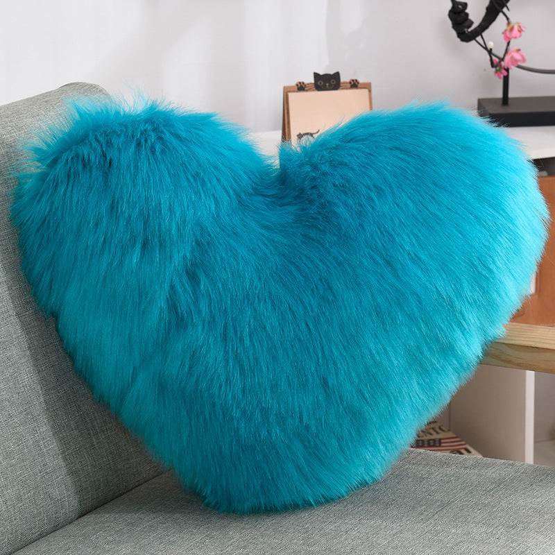 Heart Shape Long Plush Fluffy Pillow Covers