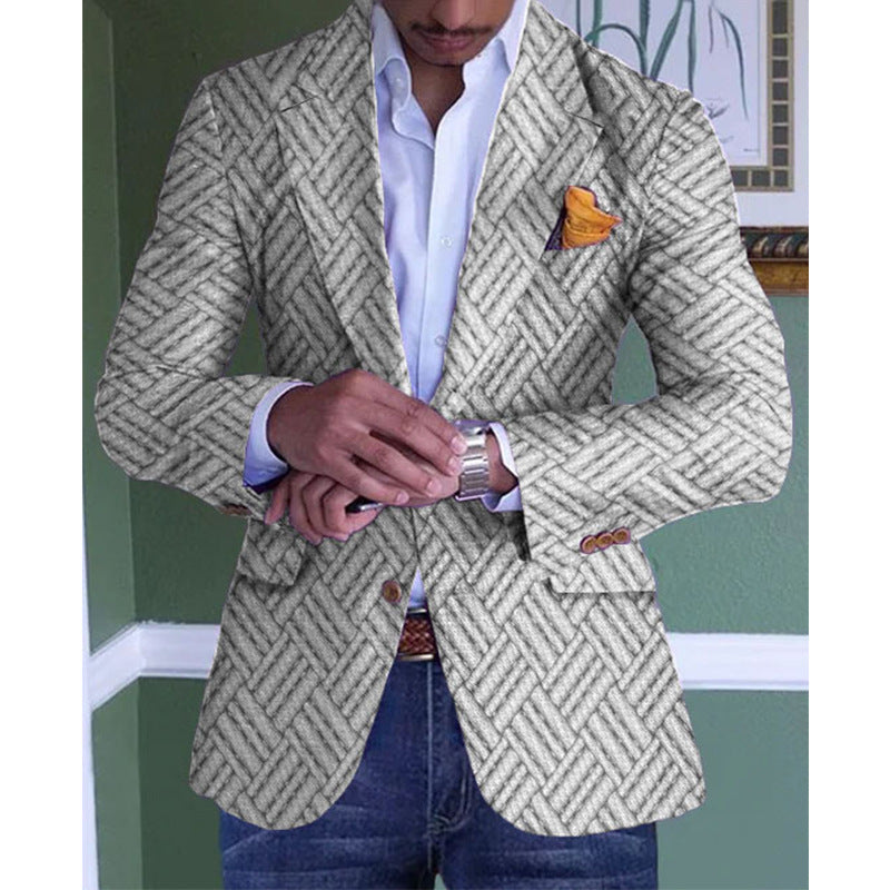 Single Row Two Button Plaid Blazer