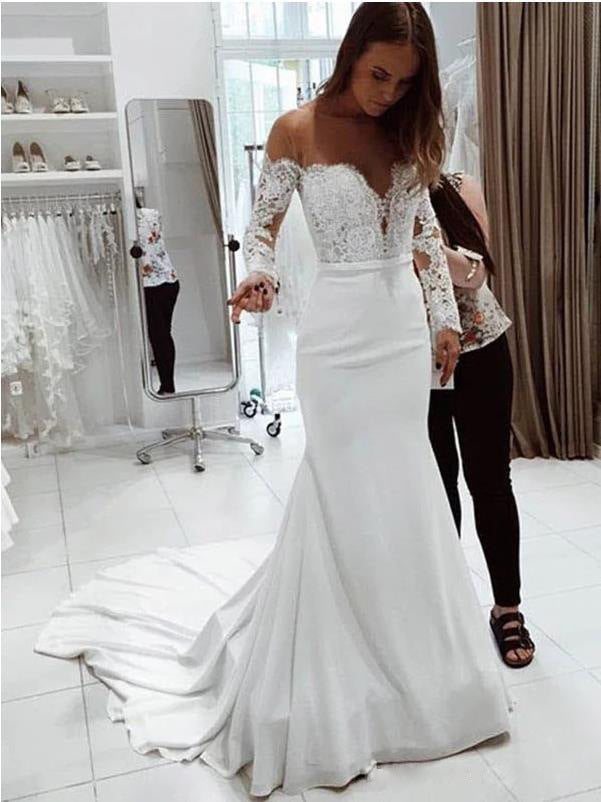 Long Sleeve Mopping Wedding Dress