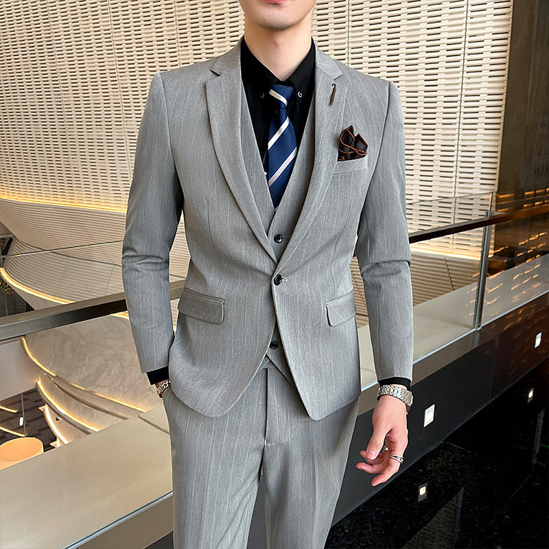 Men's Striped Three-piece Suit