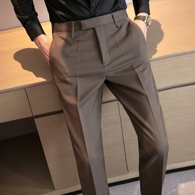 Casual Suit Pants Men's Cropped Suit Pants Straight