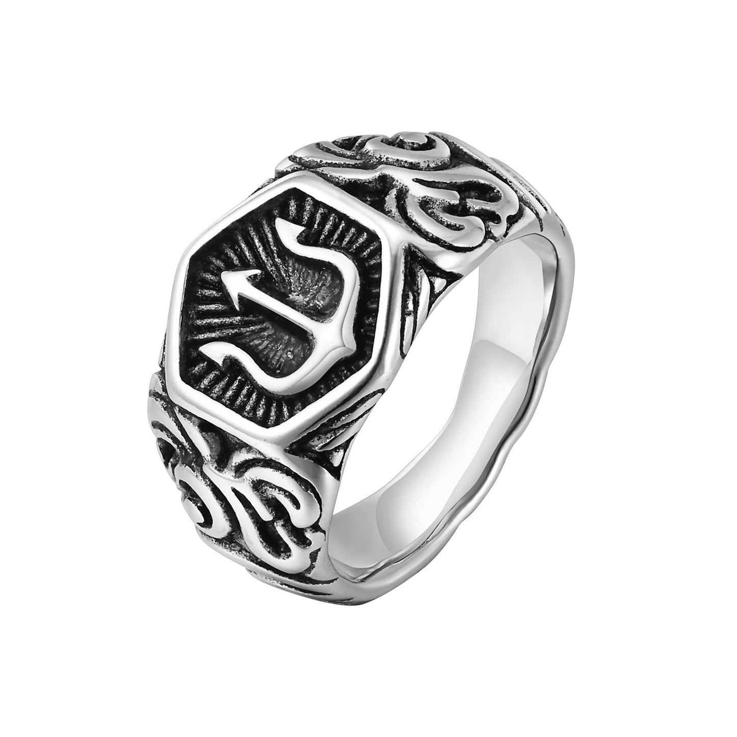 Stainless Steel Trident Ring